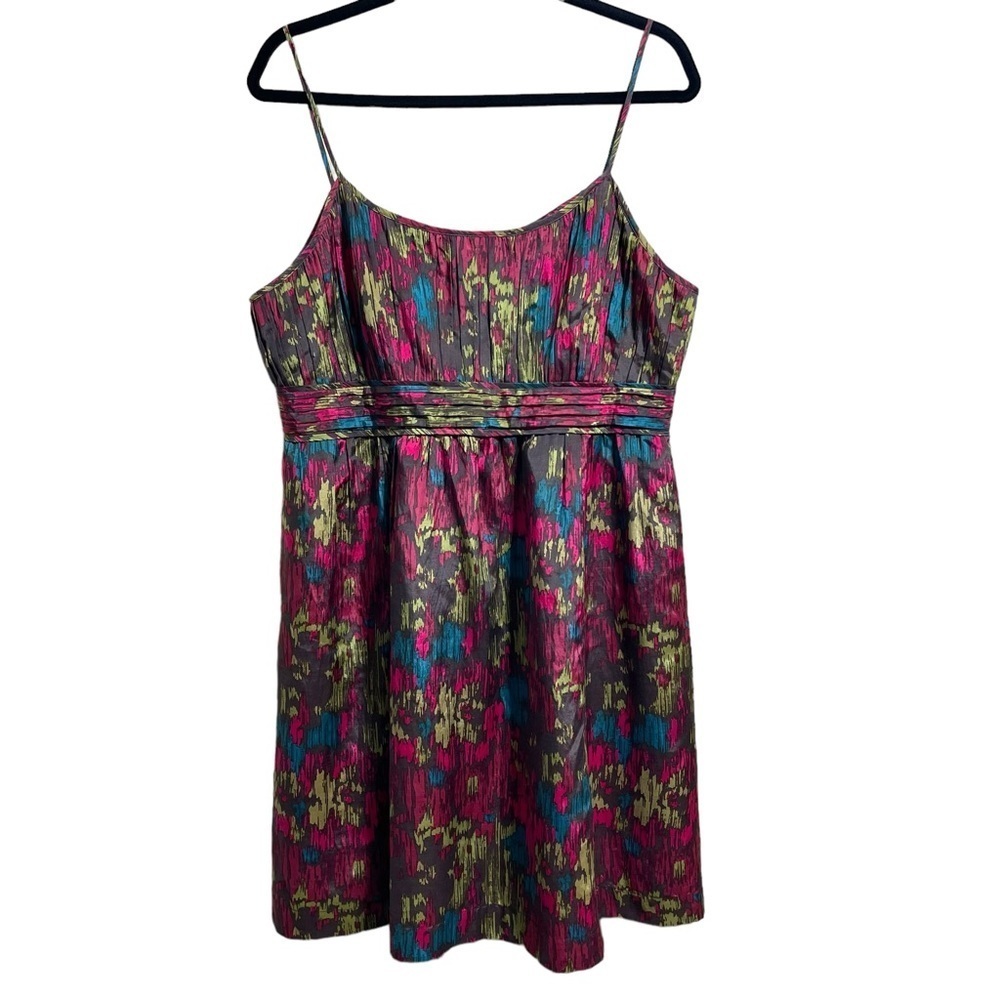 Halogen Women's Silk Colorful All Over Print Spaghetti Formal Dress Size 12